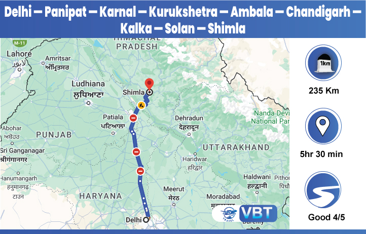 delhi to shimla