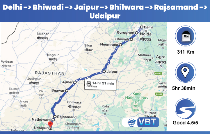 dlehi to udaipur